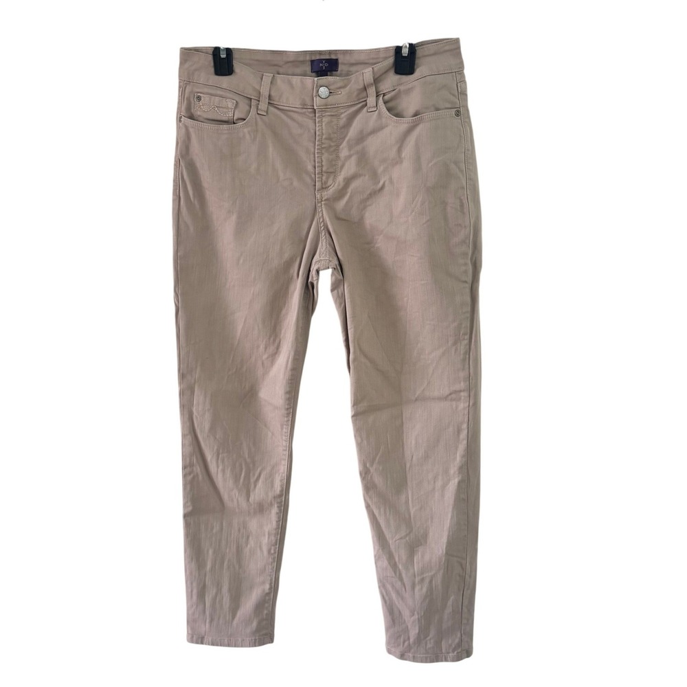 NYDJ Minimalist Capsule Straight Ankle Pants 12 Tan Khaki Stretch Twill 5 Pocket